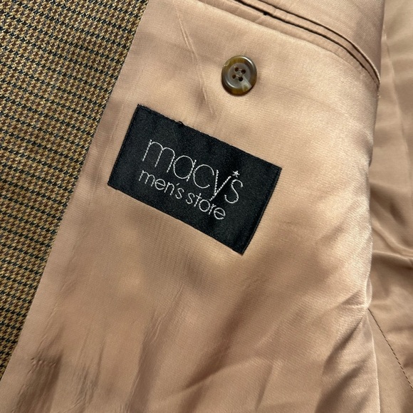 Lauren Ralph Lauren Men’s Wool Blazer 46L Brown Houndstooth Check Sport Coat - Picture 9 of 11